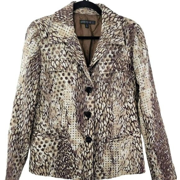 Lafayette 148 New York Jackets & Blazers - Lafayette 148 Blazer 8 Wool Silk Blend Career Animal Print Button Front Pockets